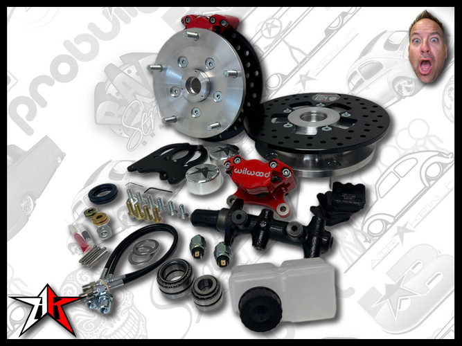 5x205 2 Piston Wilwood Red Caliper | 1966-1968 Classic VW Type 1 Beetle Ghia Front Disc Brake Conversion Kit