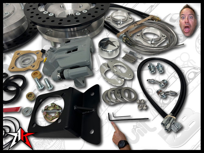 5x205 Grey eBrake Non-Wilwood Caliper | Classic VW Type 1 Rear Short Axle Disc Brake Conversion Kit - Swing Axle Short Spline - fits 1949-1966 Classic VW Type 1 Beetle Ghia