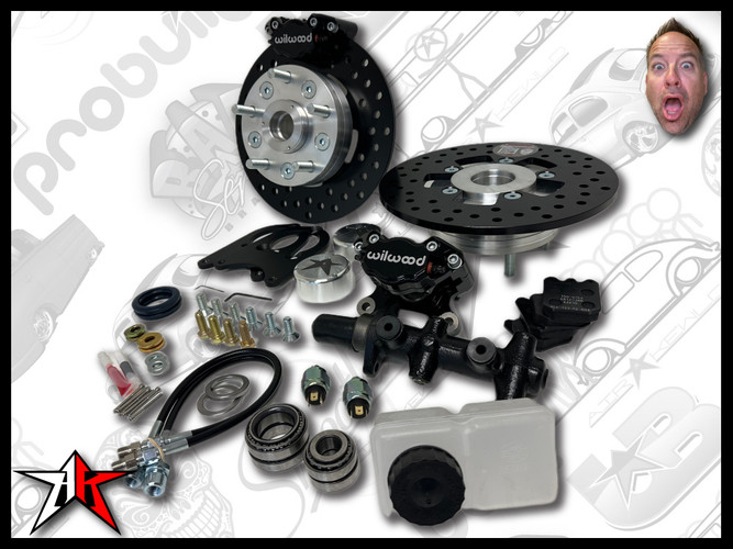 5x4.75 2 Piston Wilwood Black Caliper | 1969-1977 Classic VW Type 1 181 Beetle Ghia Thing Front Disc Brake Conversion Kit