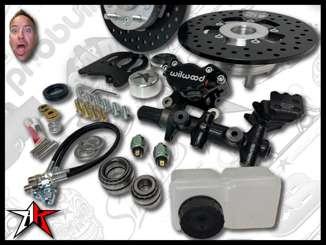 5x4.75 2 Piston Wilwood Black Caliper | 1966-1968 Classic VW Type 1 Beetle Ghia Front Disc Brake Conversion Kit