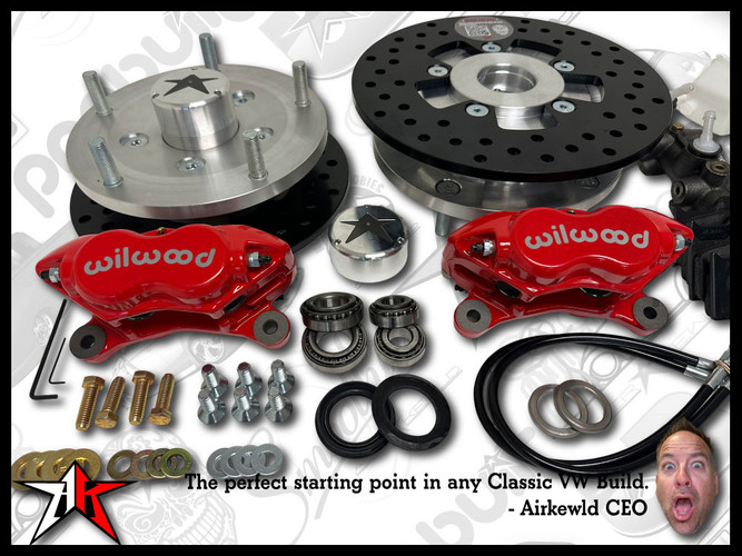 5x205 4 Piston Wilwood Red Caliper | 1966-1968 Classic VW Type 1 Beetle Ghia Front Disc Brake Conversion Kit