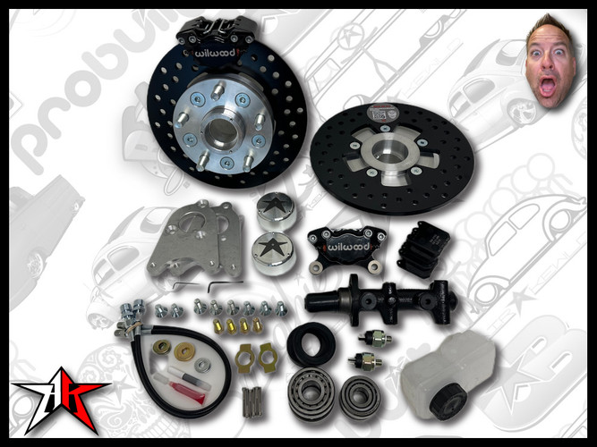 5x4.50 2 Piston Wilwood Black Caliper | 1949-1965 Classic VW Type 1 Beetle Ghia Front Disc Brake Conversion Kit