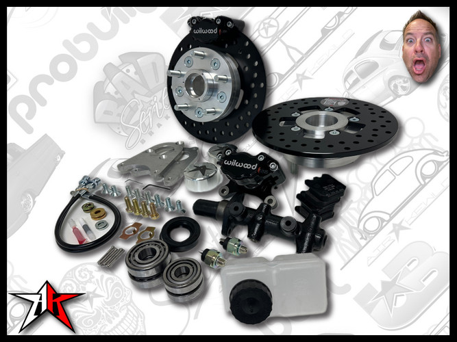 5x4.50 2 Piston Wilwood Black Caliper | 1949-1965 Classic VW Type 1 Beetle Ghia Front Disc Brake Conversion Kit