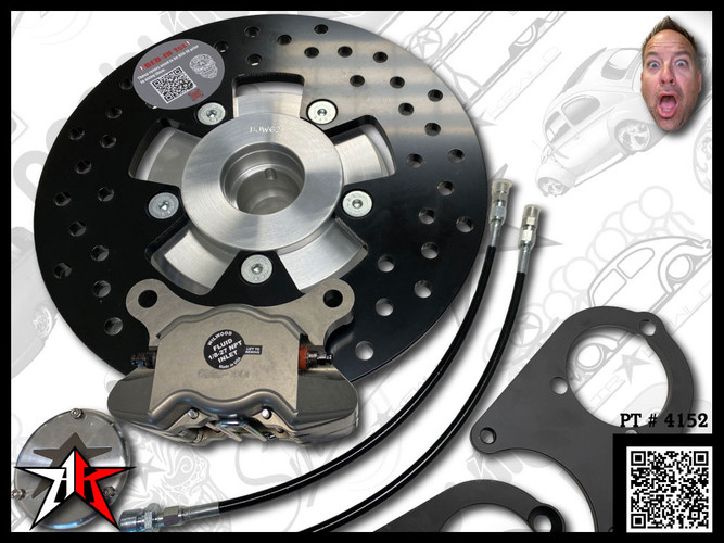 5x130 2 Piston Wilwood Grey Caliper | 1969-1977 Classic VW Type 1 181 Beetle Ghia Thing Front Disc Brake Conversion Kit