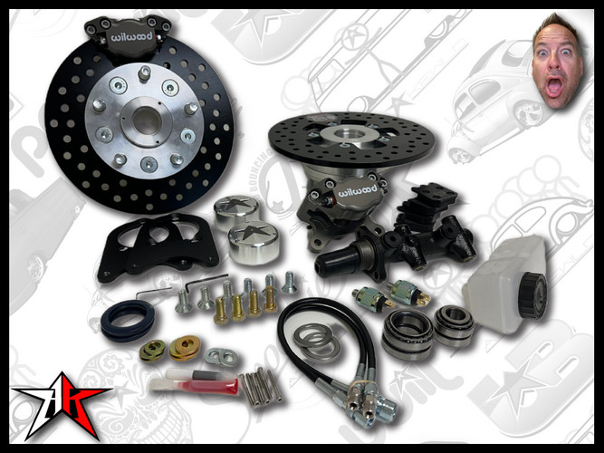 5x130 2 Piston Wilwood Grey Caliper | 1966-1968 Classic VW Type 1 Beetle Ghia Front Disc Brake Conversion Kit