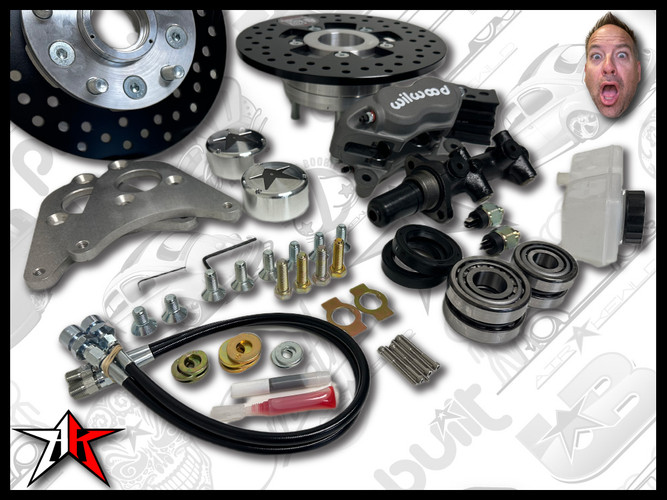 5x4.50 4 Piston Wilwood Grey Caliper | 1949-1965 Classic VW Type 1 Beetle Ghia Front Disc Brake Conversion Kit