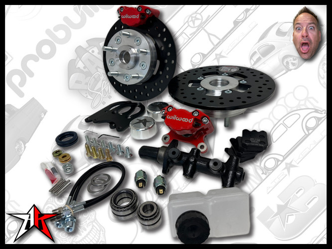 5x130 2 Piston Wilwood Red Caliper | 1966-1968 Classic VW Type 1 Beetle Ghia Front Disc Brake Conversion Kit