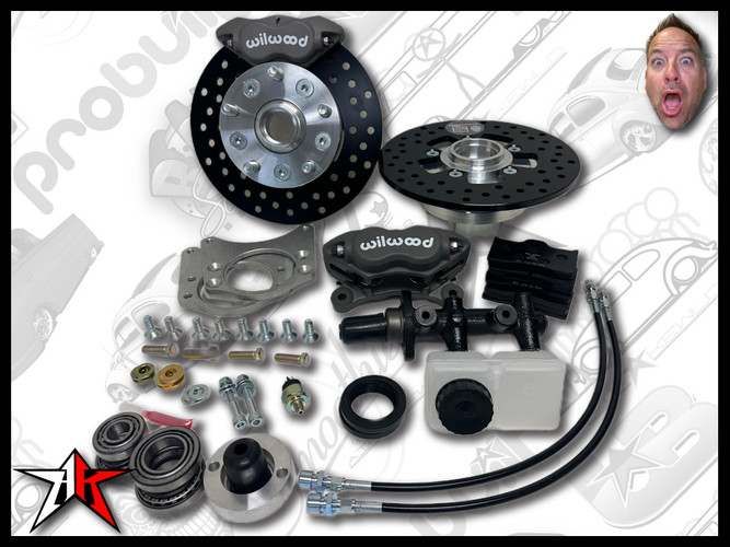 5x130 Wilwood Grey Caliper | 1964-1975 Classic VW Type 2 Split Bus Kombi Transporter Brazilian Front Disc Brake Conversion Kit