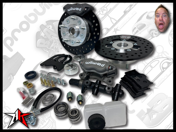 5x130 4 Piston Wilwood Grey Caliper | 1969-1977 Classic VW Type 1 181 Beetle Ghia Thing Front Disc Brake Conversion Kit