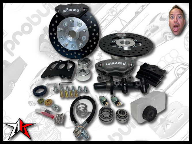 5x130 4 Piston Wilwood Grey Caliper | 1969-1977 Classic VW Type 1 181 Beetle Ghia Thing Front Disc Brake Conversion Kit