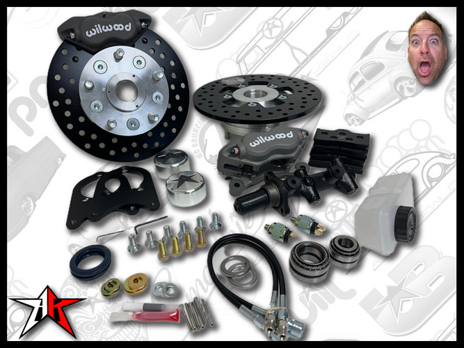5x130 4 Piston Wilwood Grey Caliper | 1969-1977 Classic VW Type 1 181 Beetle Ghia Thing Front Disc Brake Conversion Kit