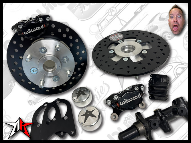 4x130 2 Piston Wilwood Black Caliper | 1969-1977 Classic VW Type 1 181 Beetle Ghia Thing Front Disc Brake Conversion Kit