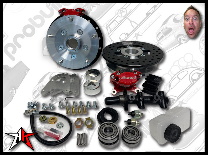 5x205 2 Piston Wilwood Red Caliper | 1949-1965 Classic VW Type 1 Beetle Ghia Front Disc Brake Conversion Kit