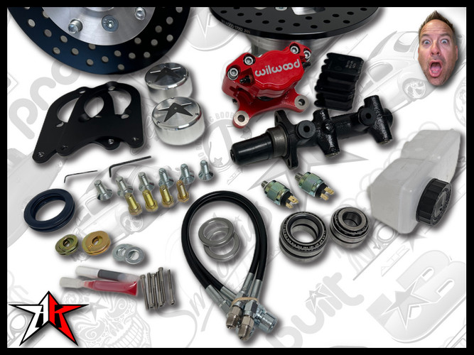 4x130 2 Piston Wilwood Red Caliper | 1969-1977 Classic VW Type 1 181 Beetle Ghia Thing Front Disc Brake Conversion Kit