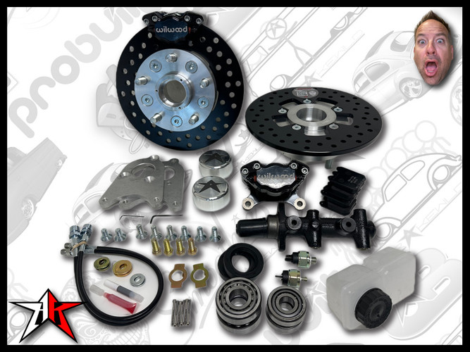 5x4.75 2 Piston Wilwood Black Caliper | 1949-1965 Classic VW Type 1 Beetle Ghia Front Disc Brake Conversion Kit