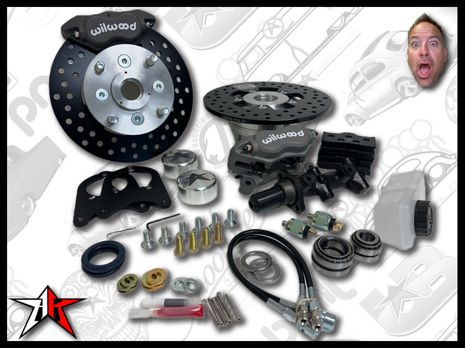 4x130 4 Piston Wilwood Grey Caliper | 1969-1977 Classic VW Type 1 181 Beetle Ghia Thing Front Disc Brake Conversion Kit