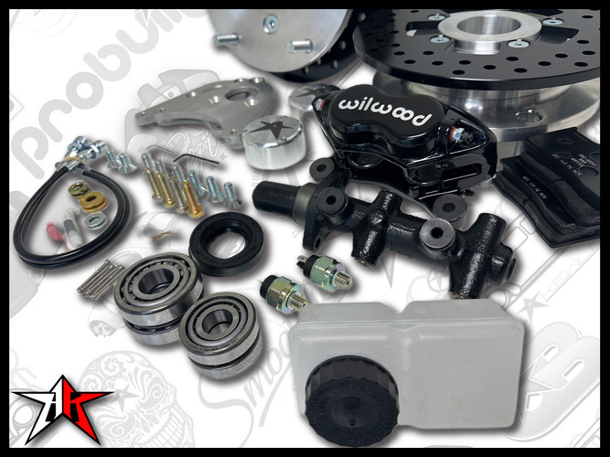 5x205 4 Piston Wilwood Black Caliper | 1949-1965 Classic VW Type 1 Beetle Ghia Front Disc Brake Conversion Kit