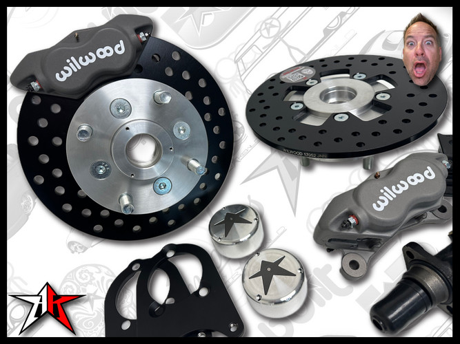 4x130 4 Piston Wilwood Grey Caliper | 1966-1968 Classic VW Type 1 Beetle Ghia Front Disc Brake Conversion Kit