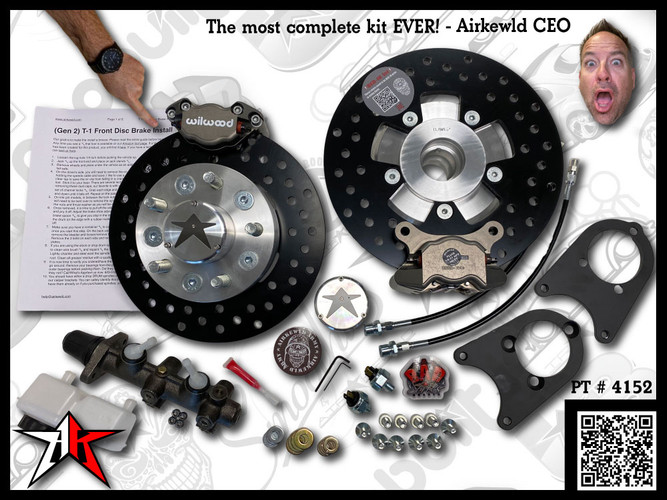 5x4.50 2 Piston Wilwood Grey Caliper | 1966-1968 Classic VW Type 1 Beetle Ghia Front Disc Brake Conversion Kit