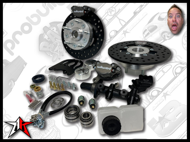 5x4.50 2 Piston Wilwood Grey Caliper | 1966-1968 Classic VW Type 1 Beetle Ghia Front Disc Brake Conversion Kit