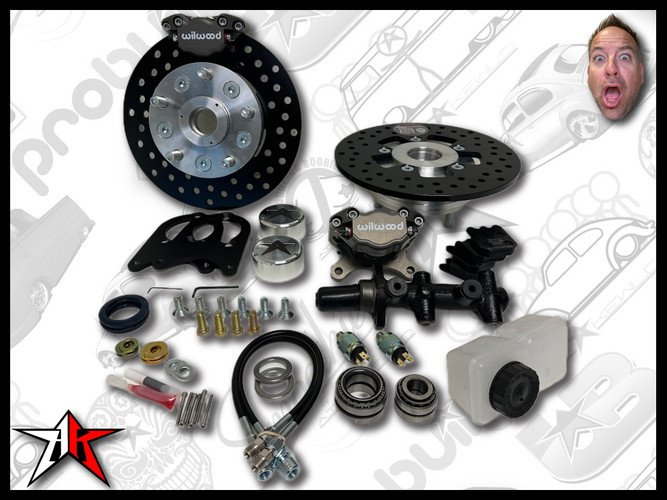 5x4.50 2 Piston Wilwood Grey Caliper | 1966-1968 Classic VW Type 1 Beetle Ghia Front Disc Brake Conversion Kit