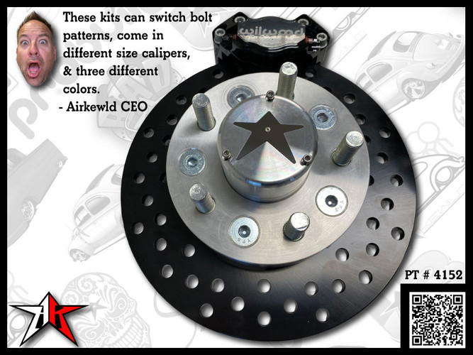 5x4.50 2 Piston Wilwood Black Caliper | 1969-1977 Classic VW Type 1 181 Beetle Ghia Thing Front Disc Brake Conversion Kit