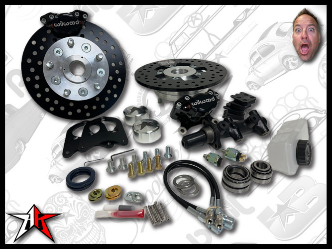 5x4.50 2 Piston Wilwood Black Caliper | 1969-1977 Classic VW Type 1 181 Beetle Ghia Thing Front Disc Brake Conversion Kit