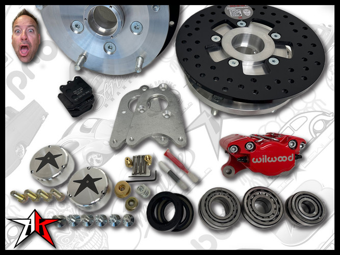 5x205 2 Piston Wilwood Red Caliper | Classic Porsche 356 Front Disc Brake Conversion Kit - fits 356A and 356B