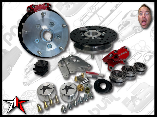5x205 2 Piston Wilwood Red Caliper | Classic Porsche 356 Front Disc Brake Conversion Kit - fits 356A and 356B