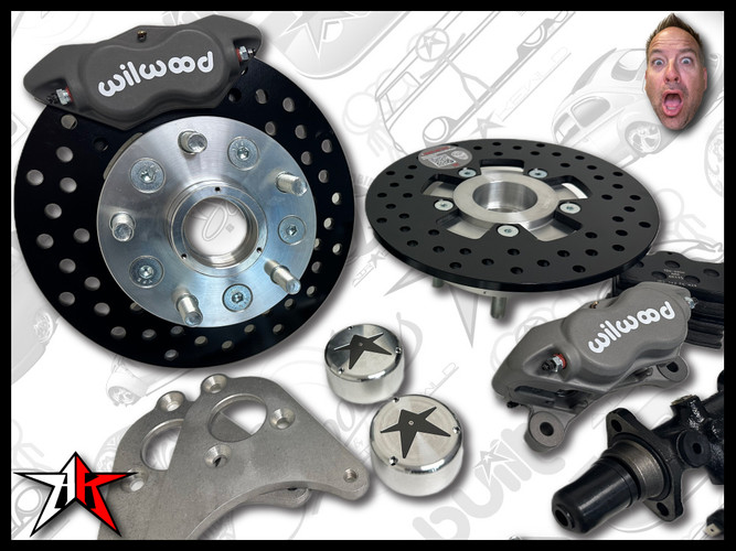 5x4.75 4 Piston Wilwood Grey Caliper | 1949-1965 Classic VW Type 1 Beetle Ghia Front Disc Brake Conversion Kit