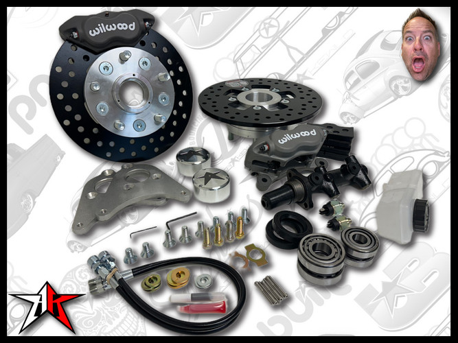 5x4.75 4 Piston Wilwood Grey Caliper | 1949-1965 Classic VW Type 1 Beetle Ghia Front Disc Brake Conversion Kit