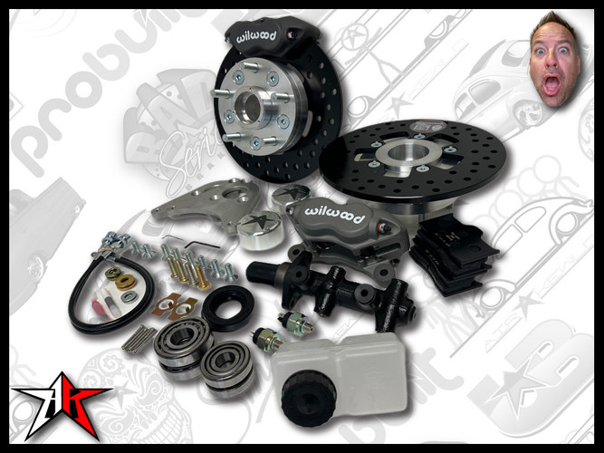 5x4.75 4 Piston Wilwood Grey Caliper | 1949-1965 Classic VW Type 1 Beetle Ghia Front Disc Brake Conversion Kit