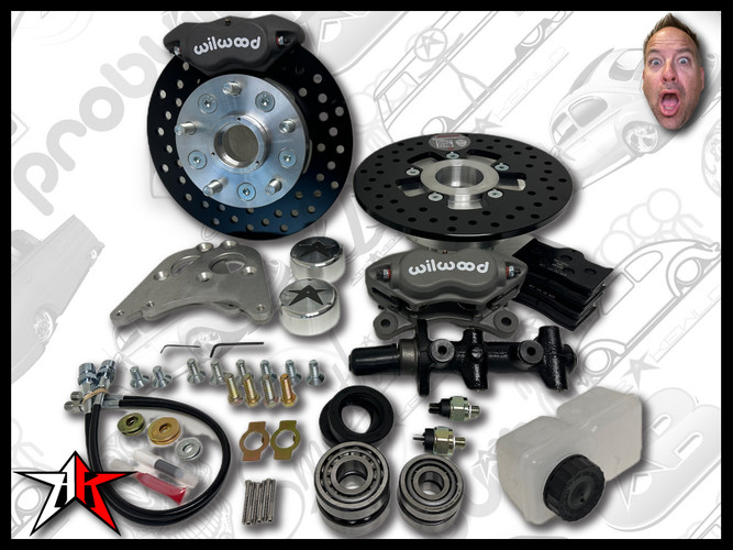 5x4.75 4 Piston Wilwood Grey Caliper | 1949-1965 Classic VW Type 1 Beetle Ghia Front Disc Brake Conversion Kit