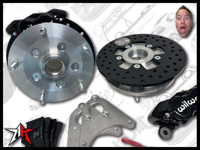 5x205 4 Piston Wilwood Black Caliper | Classic Porsche 356 Front Disc Brake Conversion Kit - fits 356A and 356B