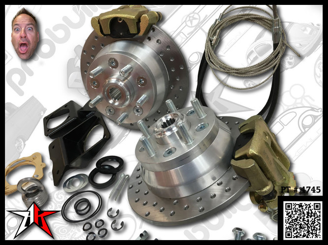 5x130 Gold eBrake Non-Wilwood Caliper | Classic VW Bus Rear Disc Brake Conversion Kit - fits 1955-1975 Classic VW Type 2 Split Bus Kombi Transporter Brazilian r