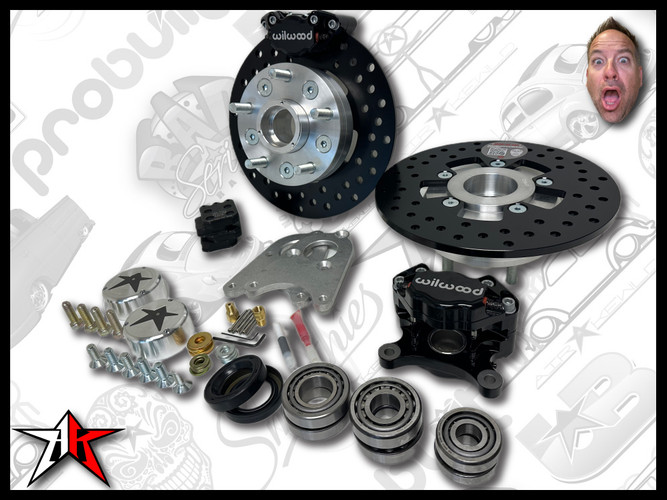 5x130 2 Piston Wilwood Black Caliper | Classic Porsche 356 Front Disc Brake Conversion Kit - fits 356A and 356B