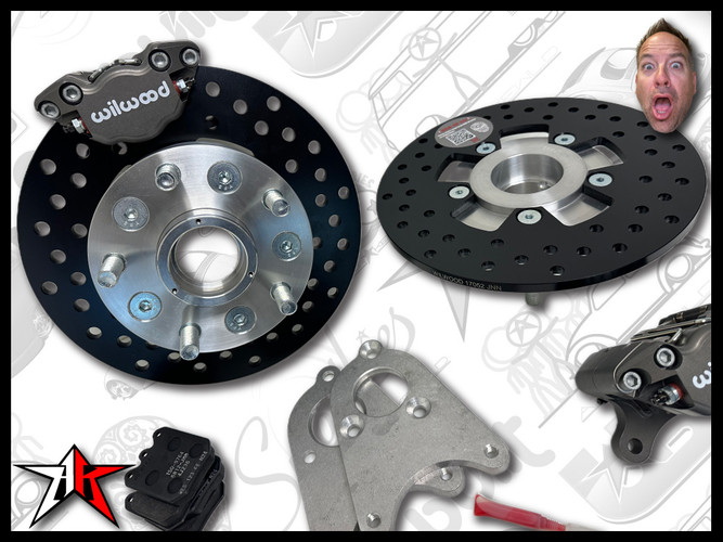 5x130 2 Piston Wilwood Grey Caliper | Classic Porsche 356 Front Disc Brake Conversion Kit - fits 356A and 356B
