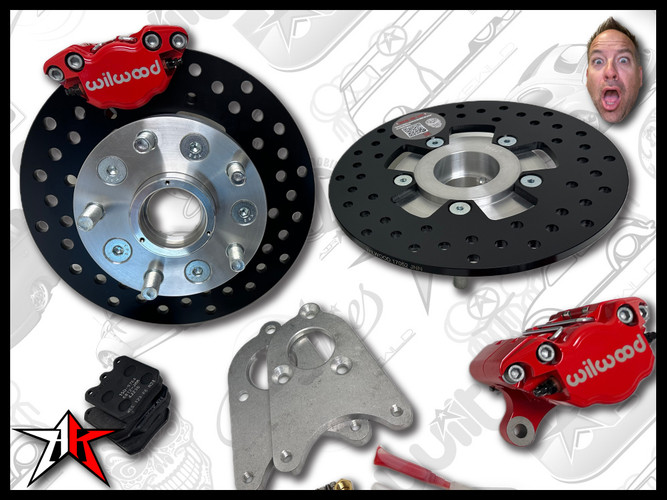 5x130 2 Piston Wilwood Red Caliper | Classic Porsche 356 Front Disc Brake Conversion Kit - fits 356A and 356B