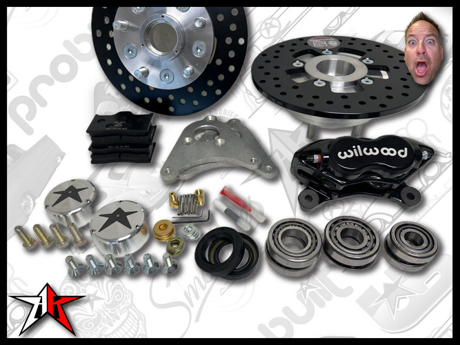5x130 4 Piston Wilwood Black Caliper | Classic Porsche 356 Front Disc Brake Conversion Kit - fits 356A and 356B
