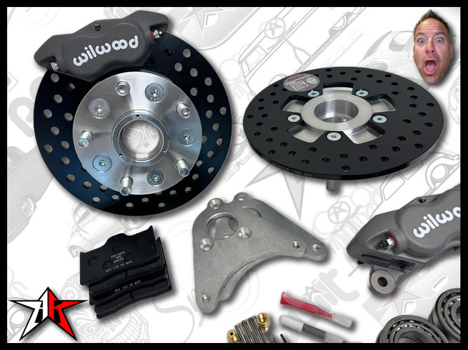 5x130 4 Piston Wilwood Grey Caliper | Classic Porsche 356 Front Disc Brake Conversion Kit - fits 356A and 356B