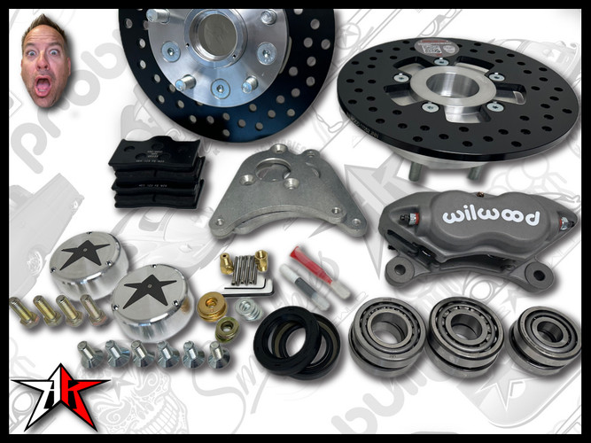 5x130 4 Piston Wilwood Grey Caliper | Classic Porsche 356 Front Disc Brake Conversion Kit - fits 356A and 356B