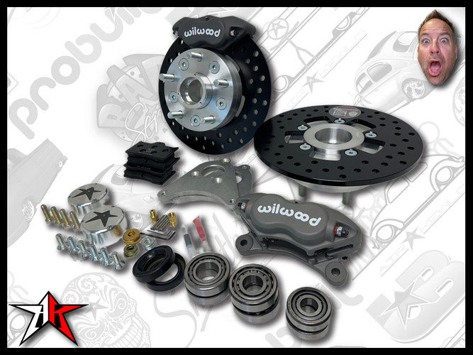 5x130 4 Piston Wilwood Grey Caliper | Classic Porsche 356 Front Disc Brake Conversion Kit - fits 356A and 356B