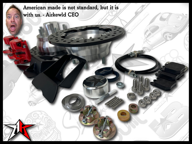 5x4.50 Red Wilwood Caliper | No eBrake | Classic VW Type 1 Rear IRS Axle Disc Brake Conversion Kit - fits 1969-1977 Classic VW Type 1 181 Beetle Ghia Thing