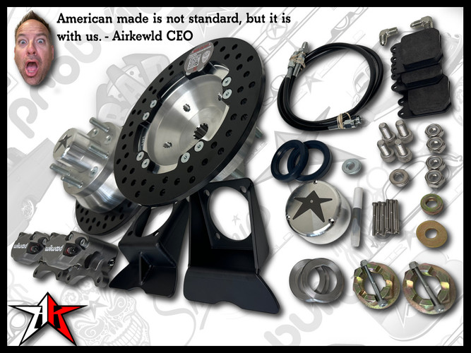 5x4.75 Grey Wilwood Caliper | No eBrake | Classic VW Type 1 Rear IRS Axle Disc Brake Conversion Kit - fits 1969-1977 Classic VW Type 1 181 Beetle Ghia Thing