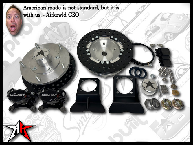 5x205 Black Wilwood Caliper | No eBrake | Classic VW Type 1 Rear IRS Axle Disc Brake Conversion Kit - fits 1969-1977 Classic VW Type 1 181 Beetle Ghia Thing