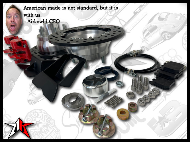 5x4.75 Red Wilwood Caliper | No eBrake | Classic VW Type 1 Rear IRS Axle Disc Brake Conversion Kit - fits 1969-1977 Classic VW Type 1 181 Beetle Ghia Thing