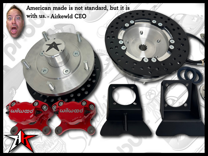 5x205 Red Wilwood Caliper | No eBrake | Classic VW Type 1 Rear IRS Axle Disc Brake Conversion Kit - fits 1969-1977 Classic VW Type 1 181 Beetle Ghia Thing