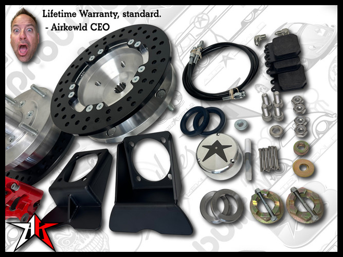 5x205 Red Wilwood Caliper | No eBrake | Classic VW Type 1 Rear IRS Axle Disc Brake Conversion Kit - fits 1969-1977 Classic VW Type 1 181 Beetle Ghia Thing