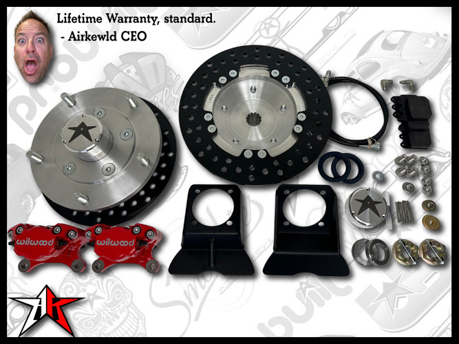 5x205 Red Wilwood Caliper | No eBrake | Classic VW Type 1 Rear IRS Axle Disc Brake Conversion Kit - fits 1969-1977 Classic VW Type 1 181 Beetle Ghia Thing