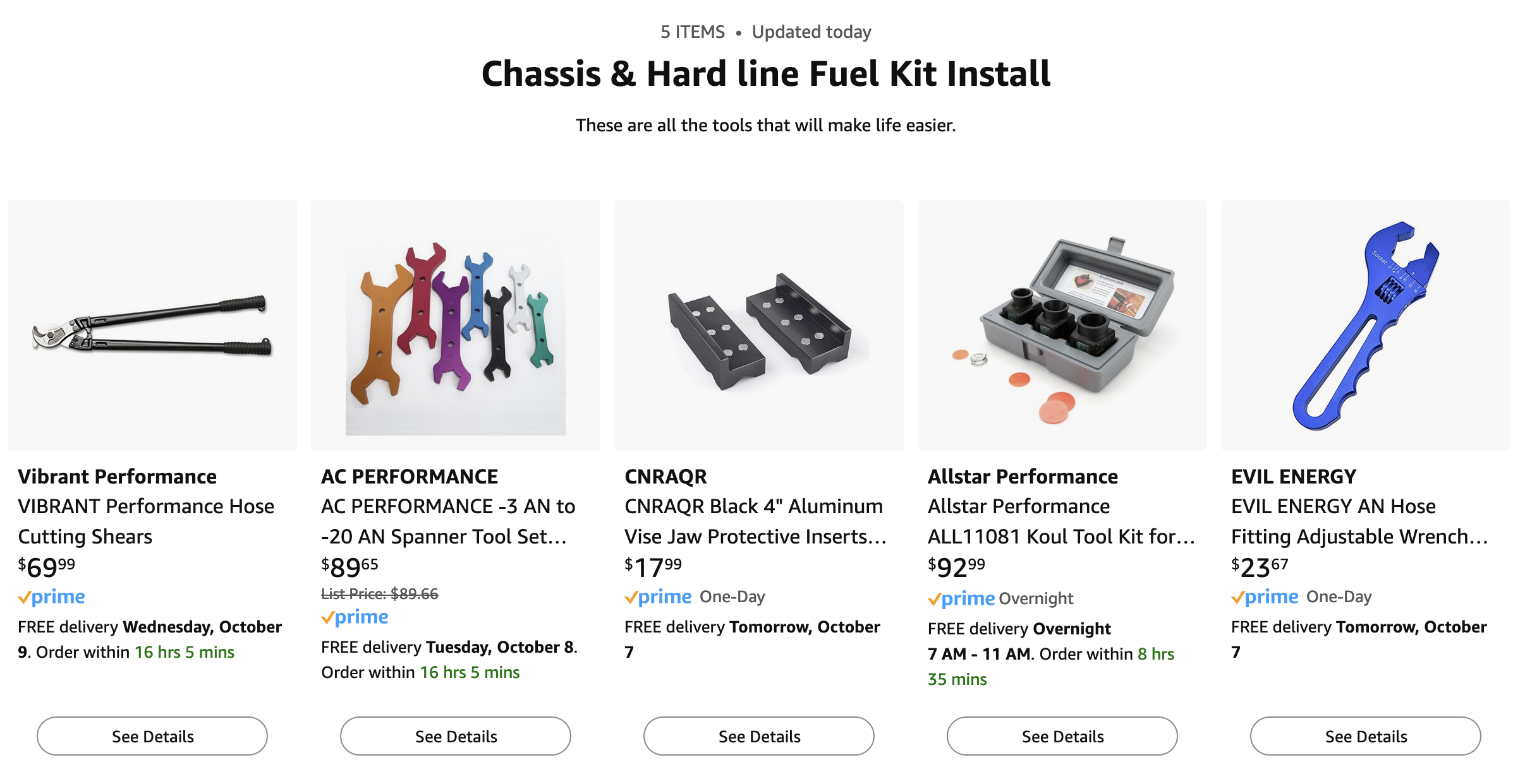 Airkewld Chassis Fuel Line Kit Tools